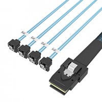 Mini SAS SFF-8087转4SATA内弯 服务器硬盘数据线