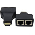 HDMI to Dual port RJ45 Extender by Cat5e Cat6 Cable, 30M/ 100ft for 1080p