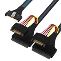 MCIO 8X 转 2*U.2 (SFF-8639)+15P 数据传输线