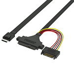 Oculink SFF-8611转SFF-8639+15P SATA 带耳朵 服务器阵列卡数据线