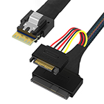 Slim SAS SFF-8654 4i转U.2 SFF-8639+Power 15P SATA服务器硬盘数据传输线