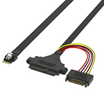 SlimSAS SFF-8654 4i转u.2 SFF-8639+15P带耳朵 服务器阵列数据传输线