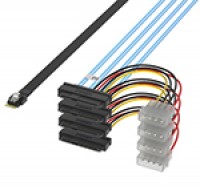 SlimSAS SFF-8654 4i转SAS SFF-8482+ 大4P阵列卡硬盘数据线