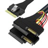 SlimSAS SFF-8654 8i转U.2 2SFF-8639＋15PIN 带耳朵硬盘高速线