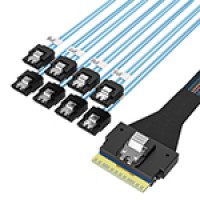SlimSAS SFF-8654 8i转8SATA 服务器硬盘连接线