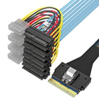 SlimSAS SFF 8654 8i转SAS 8SFF-8482+大4P 阵列卡硬盘数据线