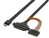 Oculink SFF-8611 转U.2 SFF-8639+15P SATA带耳朵硬盘线缆